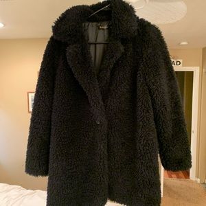 Trendy Furry Black Coat